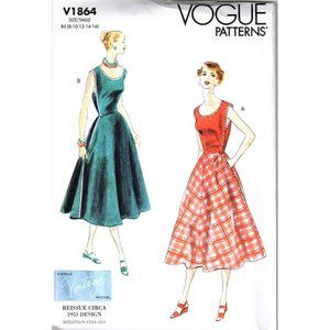 Vogue V1864 Misses 8 to 16 Circa 1953 Pullover Wrap Dress UNCUT Pattern